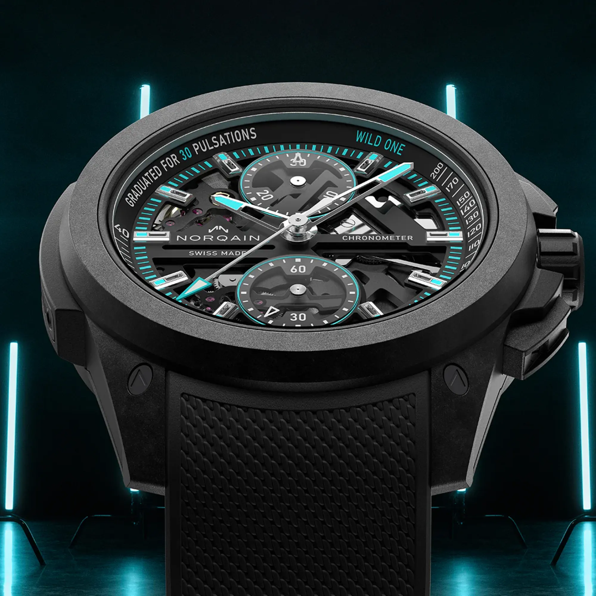 norinyan☆ NORQAIN Wild ONE Skeleton Chrono 42mm N3002.40Q01.B07.R04